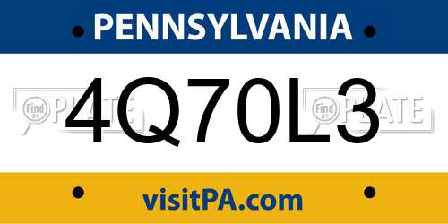4Q70L3 Pennsylvania License Plate