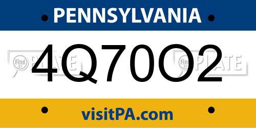 4Q70O2 Pennsylvania License Plate