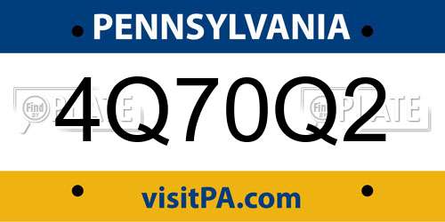4Q70Q2 Pennsylvania License Plate