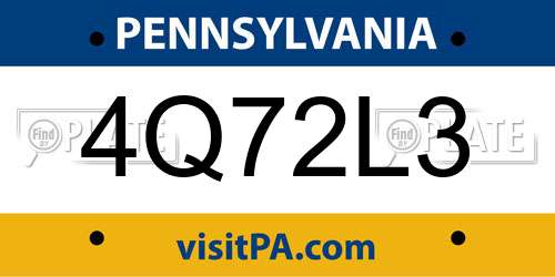 4Q72L3 Pennsylvania License Plate