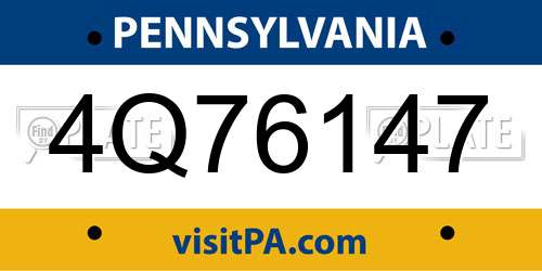 4Q76147 Pennsylvania License Plate