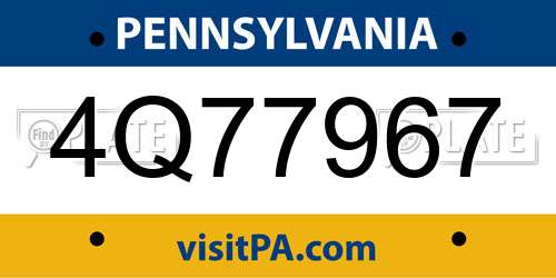 4Q77967 Pennsylvania License Plate
