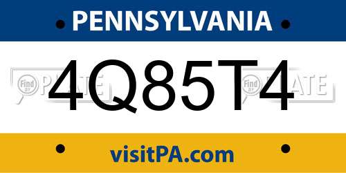 4Q85T4 Pennsylvania License Plate