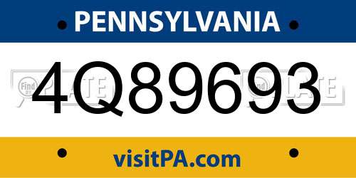4Q89693 Pennsylvania License Plate