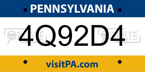 4Q92D4 Pennsylvania License Plate