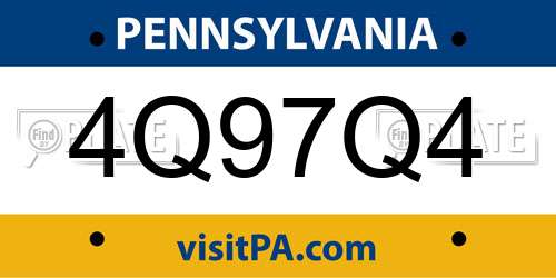 4Q97Q4 Pennsylvania License Plate
