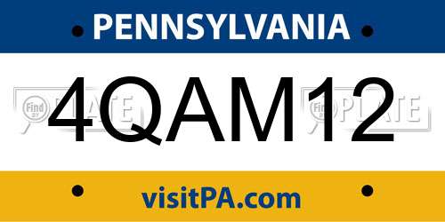 4QAM12 Pennsylvania License Plate