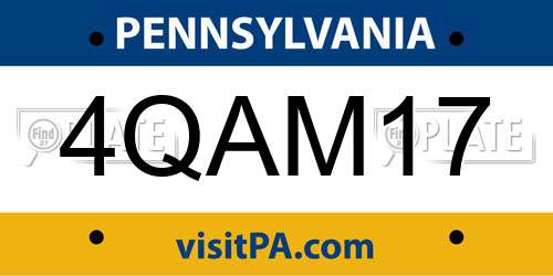 4QAM17 Pennsylvania License Plate