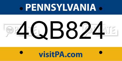4QB824 Pennsylvania License Plate