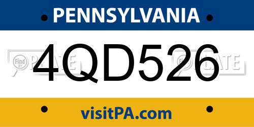 4QD526 Pennsylvania License Plate