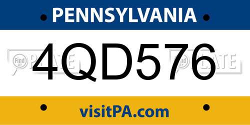 4QD576 Pennsylvania License Plate