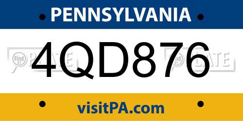 4QD876 Pennsylvania License Plate