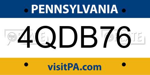 4QDB76 Pennsylvania License Plate
