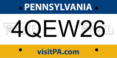 4QEW26 Pennsylvania License Plate