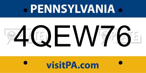 4QEW76 Pennsylvania License Plate