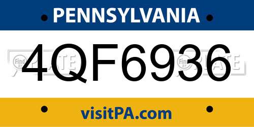 4QF6936 Pennsylvania License Plate