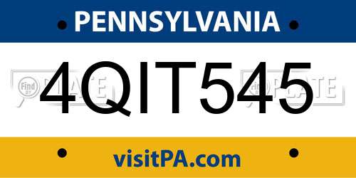 4QIT545 Pennsylvania License Plate