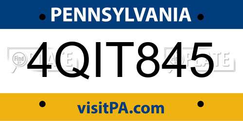 4QIT845 Pennsylvania License Plate