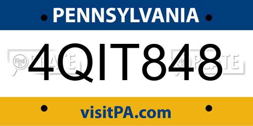 4QIT848 Pennsylvania License Plate