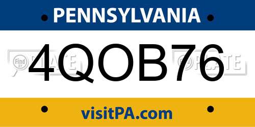 4QOB76 Pennsylvania License Plate