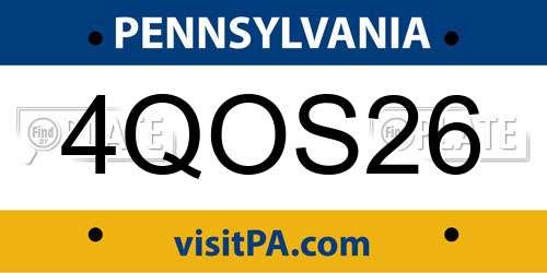 4QOS26 Pennsylvania License Plate