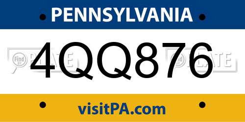 4QQ876 Pennsylvania License Plate