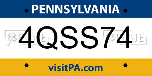 4QSS74 Pennsylvania License Plate