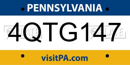 4QTG147 Pennsylvania License Plate