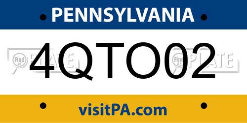 4QTO02 Pennsylvania License Plate