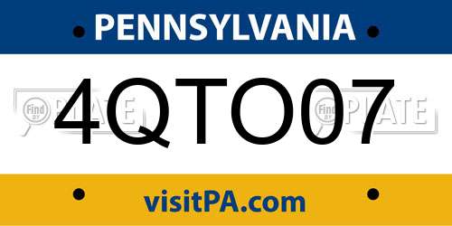 4QTO07 Pennsylvania License Plate