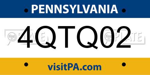 4QTQ02 Pennsylvania License Plate