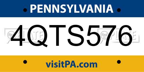 4QTS576 Pennsylvania License Plate