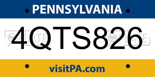 4QTS826 Pennsylvania License Plate