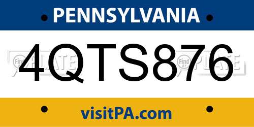4QTS876 Pennsylvania License Plate