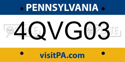 4QVG03 Pennsylvania License Plate