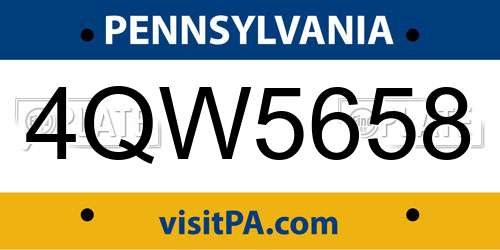 4QW5658 Pennsylvania License Plate