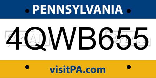 4QWB655 Pennsylvania License Plate