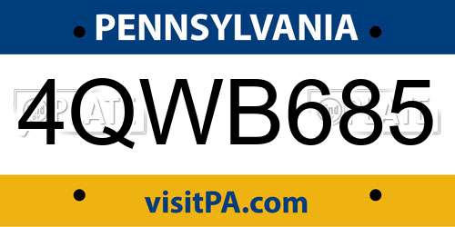 4QWB685 Pennsylvania License Plate