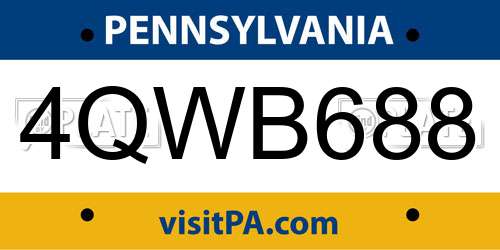 4QWB688 Pennsylvania License Plate