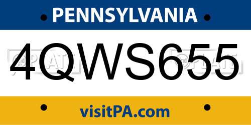 4QWS655 Pennsylvania License Plate