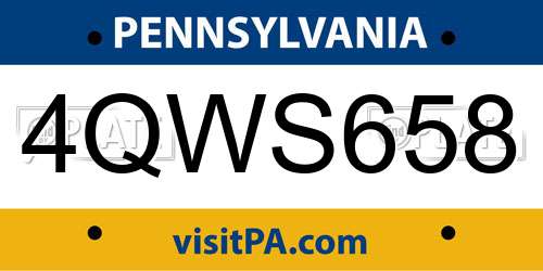 4QWS658 Pennsylvania License Plate