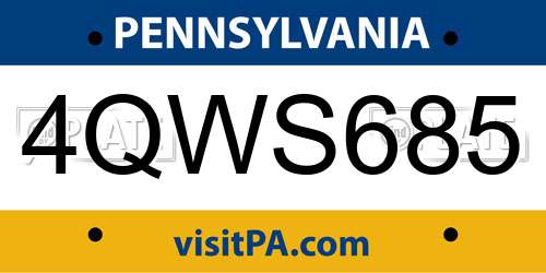 4QWS685 Pennsylvania License Plate