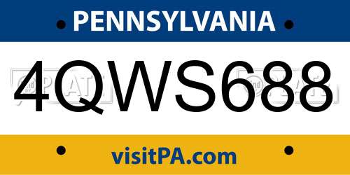4QWS688 Pennsylvania License Plate