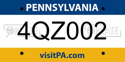 4QZ002 Pennsylvania License Plate