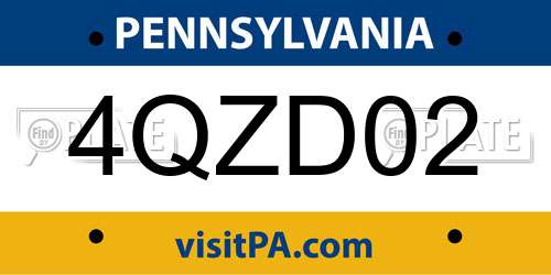 4QZD02 Pennsylvania License Plate