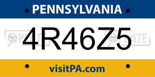 4R46Z5 Pennsylvania License Plate