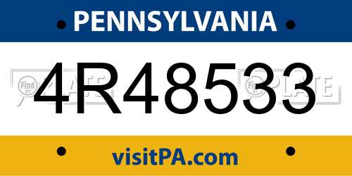 4R48533 Pennsylvania License Plate