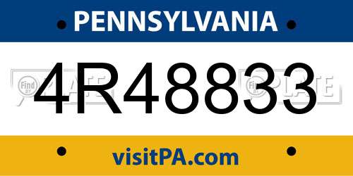 4R48833 Pennsylvania License Plate