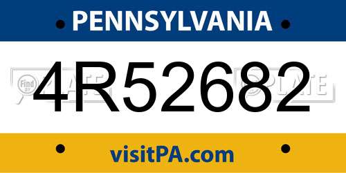 4R52682 Pennsylvania License Plate