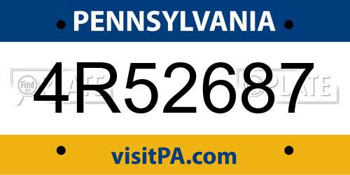 4R52687 Pennsylvania License Plate